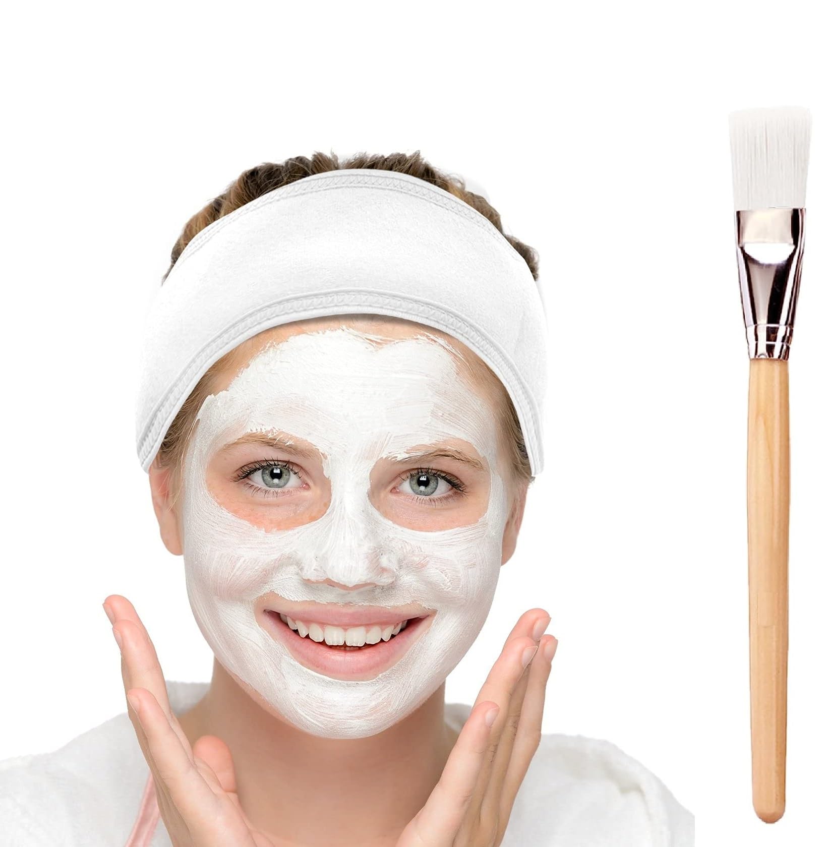 ZAUKY Adjustable Women's Headband & Face Pack Brush Set for Skincare, Spa, and Salon Use - Perfect for Home & Professional Facial Treatments