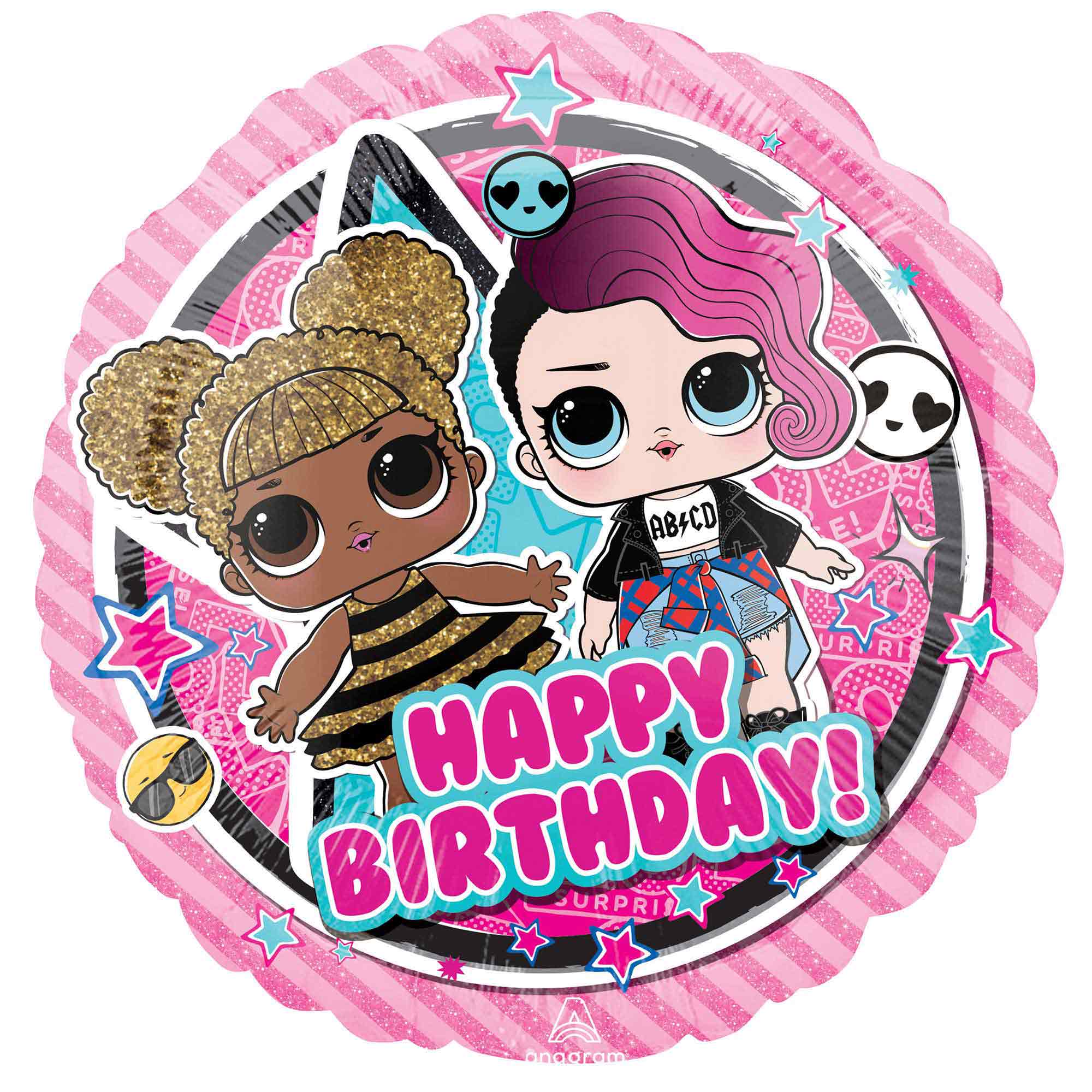 45cm Standard HX LOL Surprise Happy Birthday Balloon - Colorful Party Decorations for Kids Birthday, Baby Shower & Celebration Events
