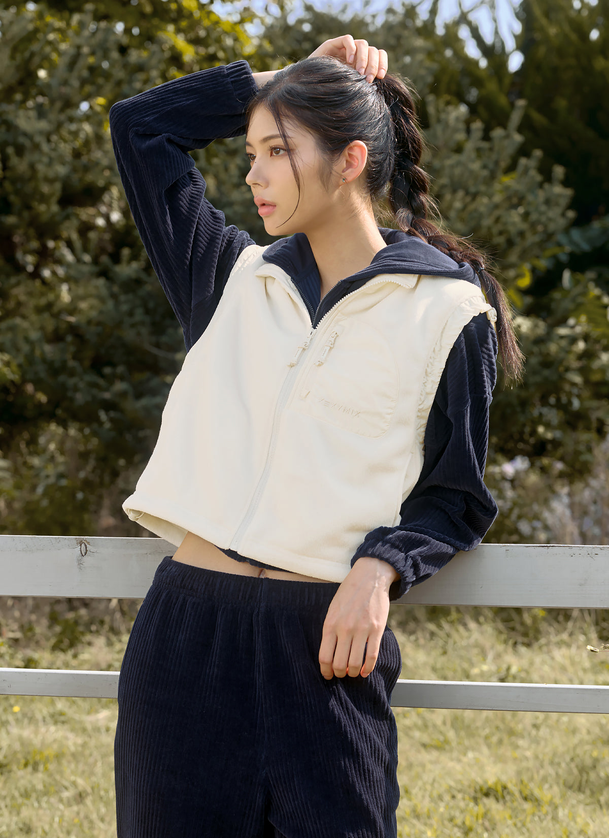 Men's Woven Patch Fleece Vest - Lightweight Warm Winter Jacket for Outdoor Hiking & Casual Wear