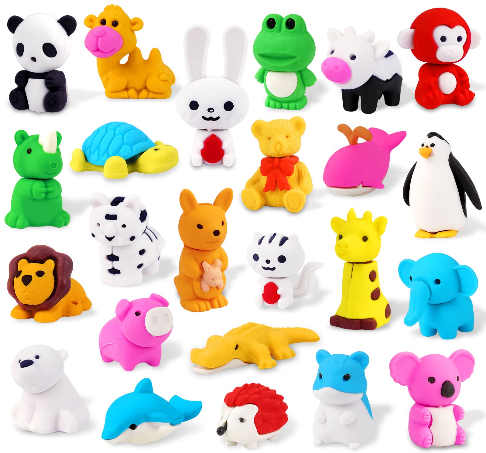 24 Pcs Cute Animal Puzzle Erasers for Kids - Bulk Classroom Supplies, Fun Pencil Toppers & Student Rewards - Perfect for School, Art Projects & Party Favors