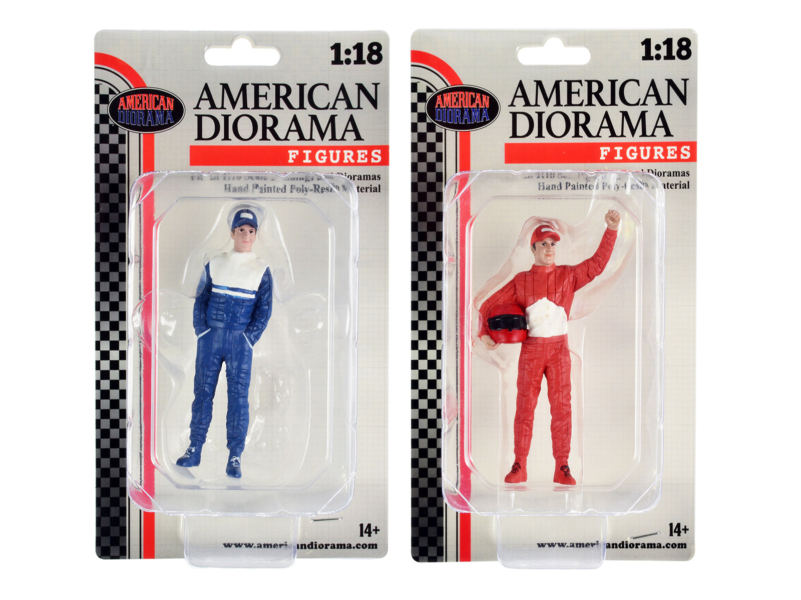 Vintage 90's Racing Legends Figures A & B Set - 1/18 Scale Model Cars Accessories by American Diorama - Perfect for Collectors & Car Diorama Displays