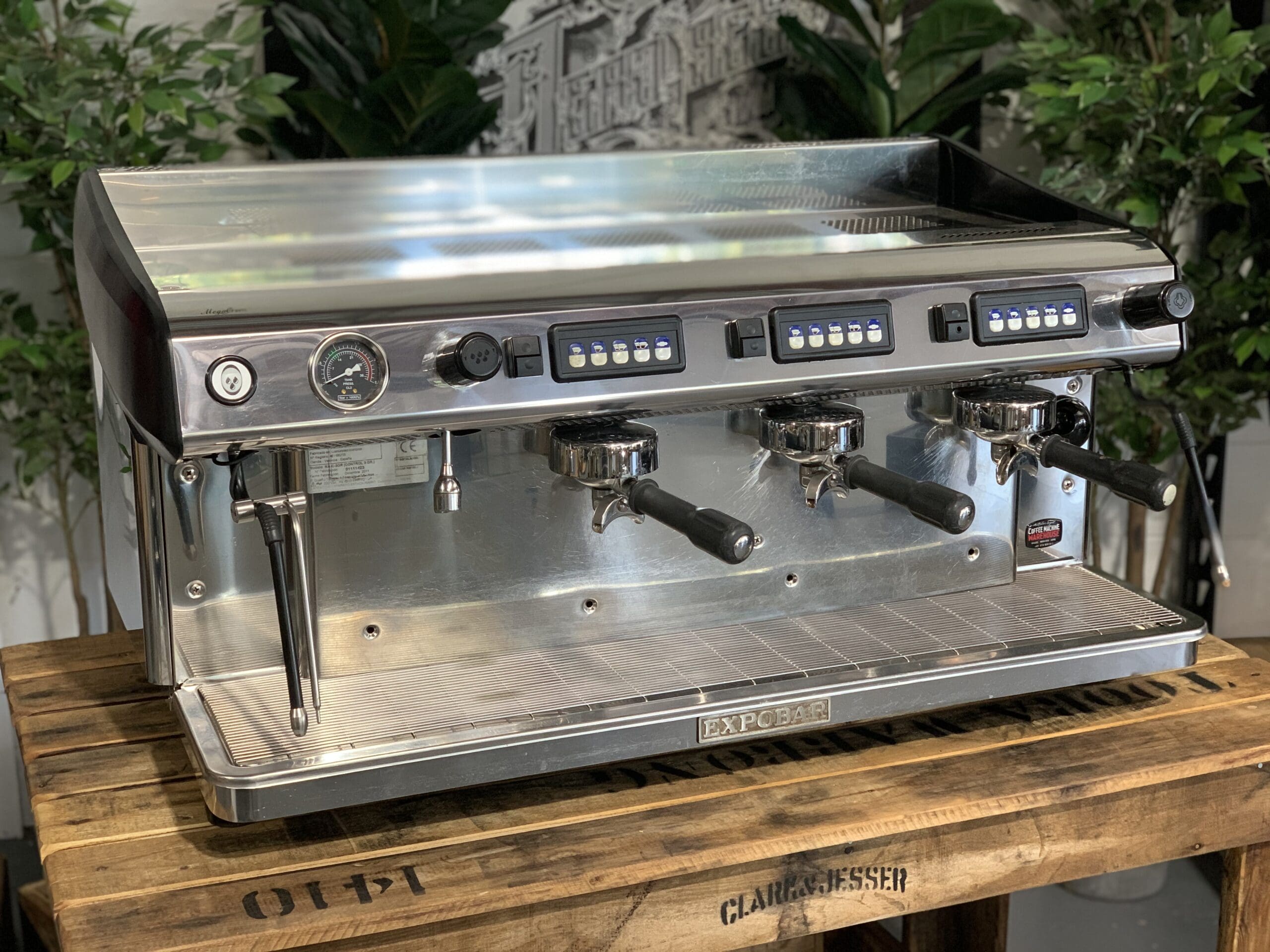 Expobar MegaCrem Auto Steam 3 Group Commercial Espresso Machine - Stainless Steel Professional Coffee Maker for Cafes, Restaurants & Coffee Shops