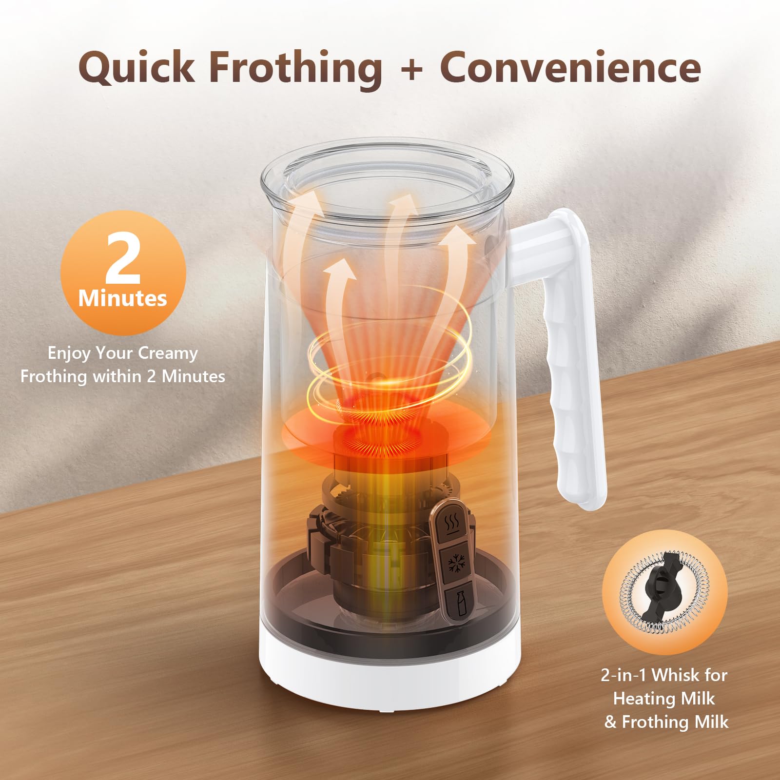 Spacekey 4-in-1 Electric Milk Frother & Warmer - 10.1oz Hot & Cold Foam Maker for Coffee, Latte, Cappuccino & Hot Chocolate - Heats to 167°F with Buzzer Alarm - Perfect for Home, Office & Coffee Shops
