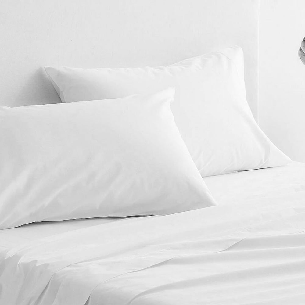 300 Thread Count Classic Percale Snow White Sheet Set - King & Single Size | Soft, Breathable & Durable Bedding for Hotels, Guest Rooms & Home Use