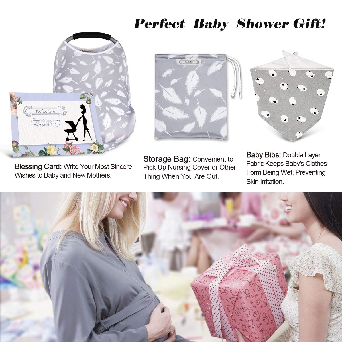 Nursing Cover & Poncho - 360° Privacy Breastfeeding, Stroller & Car Seat Cover - Baby Shower Gift for Boys & Girls