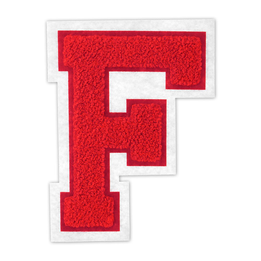 Red on White 4.5 Inch Heat Seal & Sew On Chenille Varsity Letter Patch - Customizable for Jackets, Hats, Bags & DIY Crafts