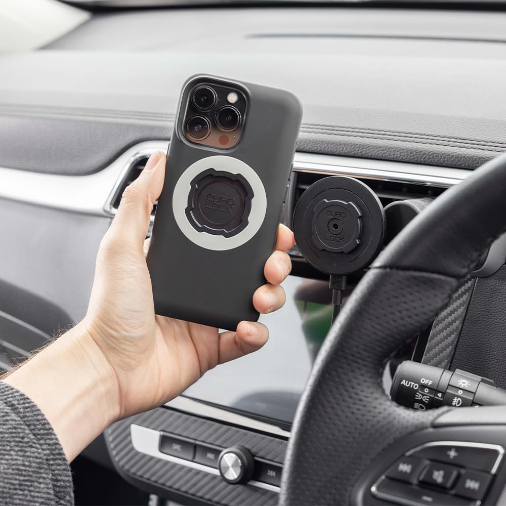 Quad Lock Vent Car Phone Holder Kit with MAG Wireless Charging Head V2 - Compatible with iPhone 16 Pro Max | Secure Mount for Driving, Cycling & Outdoor Adventures