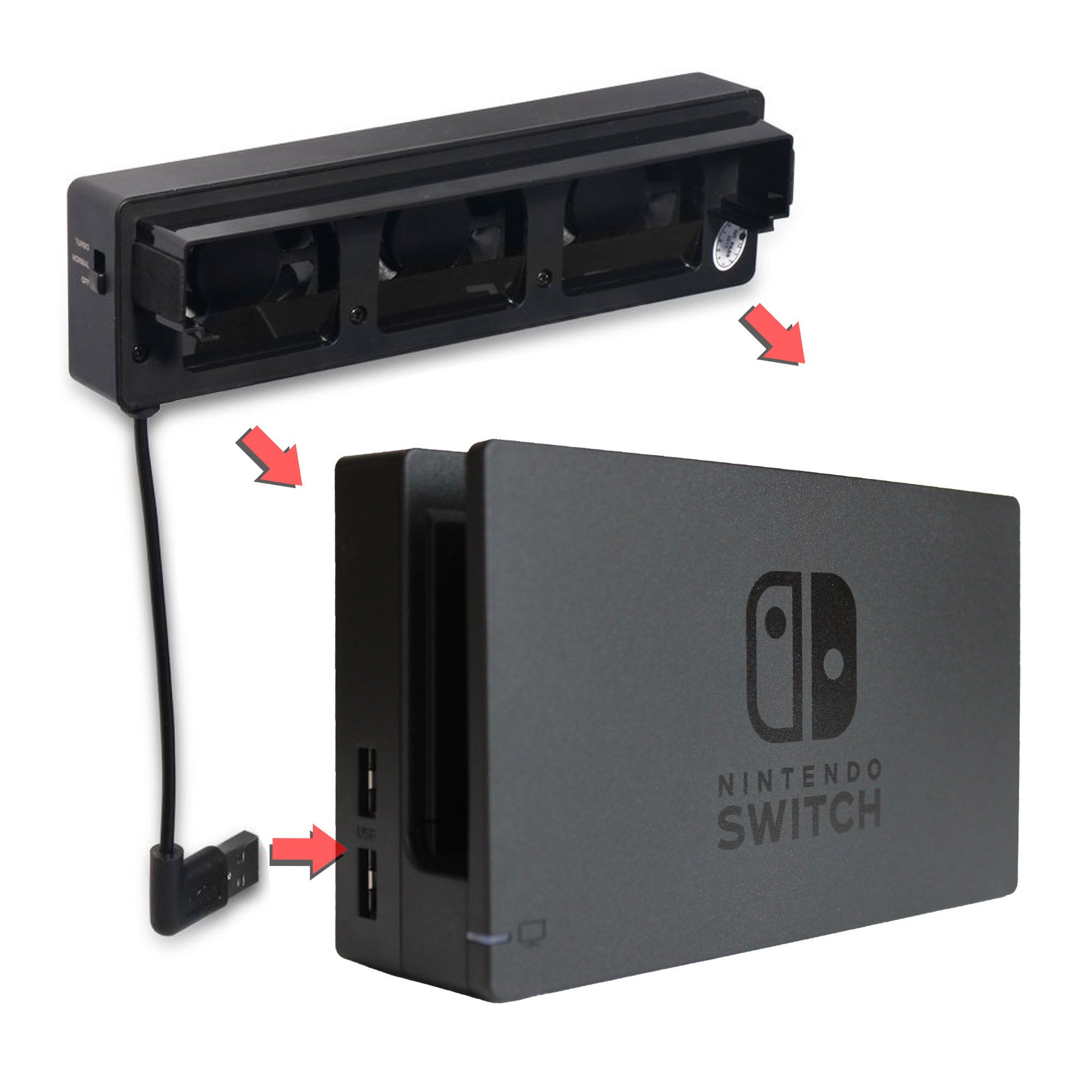 Mcbazel DOBE Nintendo Switch External Dock Cooling Stand with 3 Fans - Portable Cooling System for Switch/OLED/Lite Gaming Consoles - Perfect for Long Gaming Sessions & Travel Use