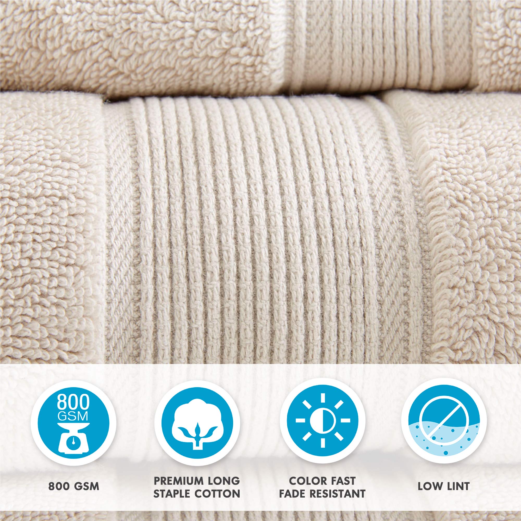 Madison Park Signature 800GSM 100% Cotton Bath Towel Set of 8 (2 Bath Towels, 2 Hand Towels, 4 Washcloths) - Ultra Soft, Highly Absorbent & Quick Dry - Luxury Spa Quality Bathroom Towels for Home, Hotel & Gifting - Seafoam Green