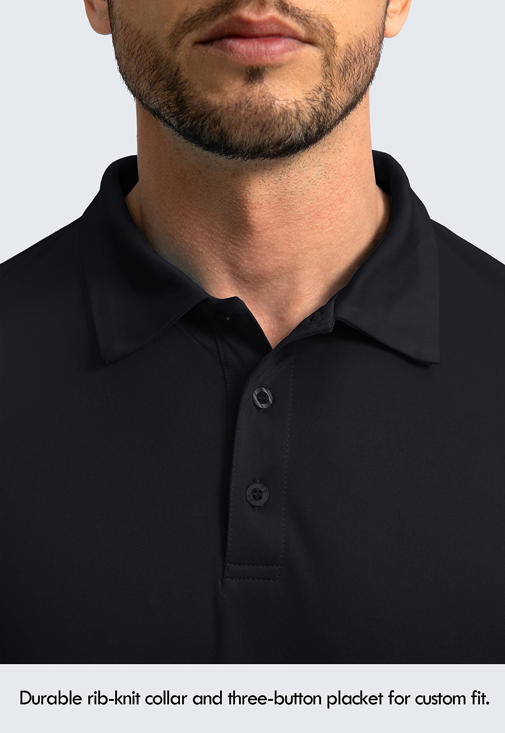 Men's Long Sleeve Polo Shirt - UPF 50+ Sun Protection Golf & Casual Shirt, Lightweight Breathable Fabric for Golf, Work, Fishing & Outdoor Activities