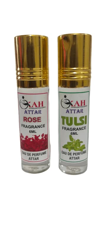 Pure Rose Tulsi Attar 6ml - Natural Floral Perfume Oil for Women & Men | Perfect for Aromatherapy, Meditation & Daily Fragrance