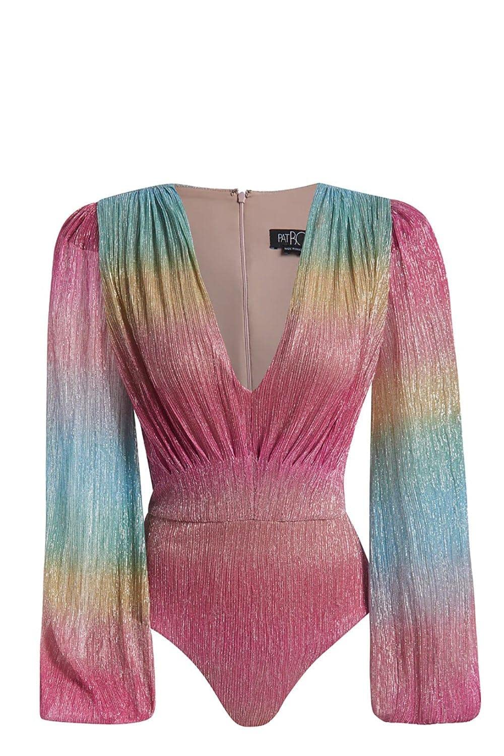 Patbo Prism Multicolor Plunge Bodysuit - Rainbow Color Women's One-Piece Swimsuit | Perfect for Beach, Pool Party & Summer Vacations
