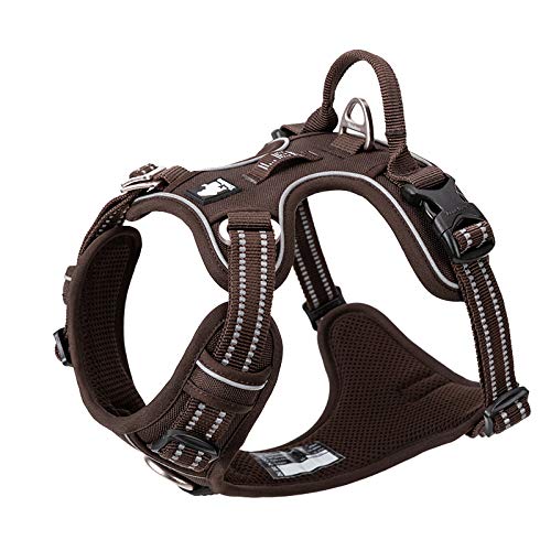 WINHYEPET No Pull Dog Harness - Reflective Adjustable Soft Mesh Vest for Small, Medium & Large Dogs - Padded Comfort for Running, Walking & Training - Easy Control Pet Harness (Brown, Medium) - Perfect for Daily Walks, Jogging & Outdoor Adventures