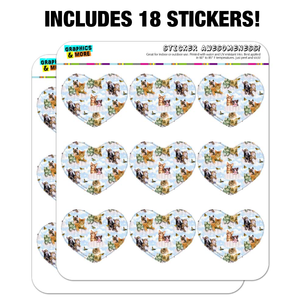 Heart Shaped Planner Stickers - Kittens, Cats & Butterflies Pattern for Scrapbooking & DIY Crafts | Perfect for Journals, Calendars, Bulletins & Gift Decoration
