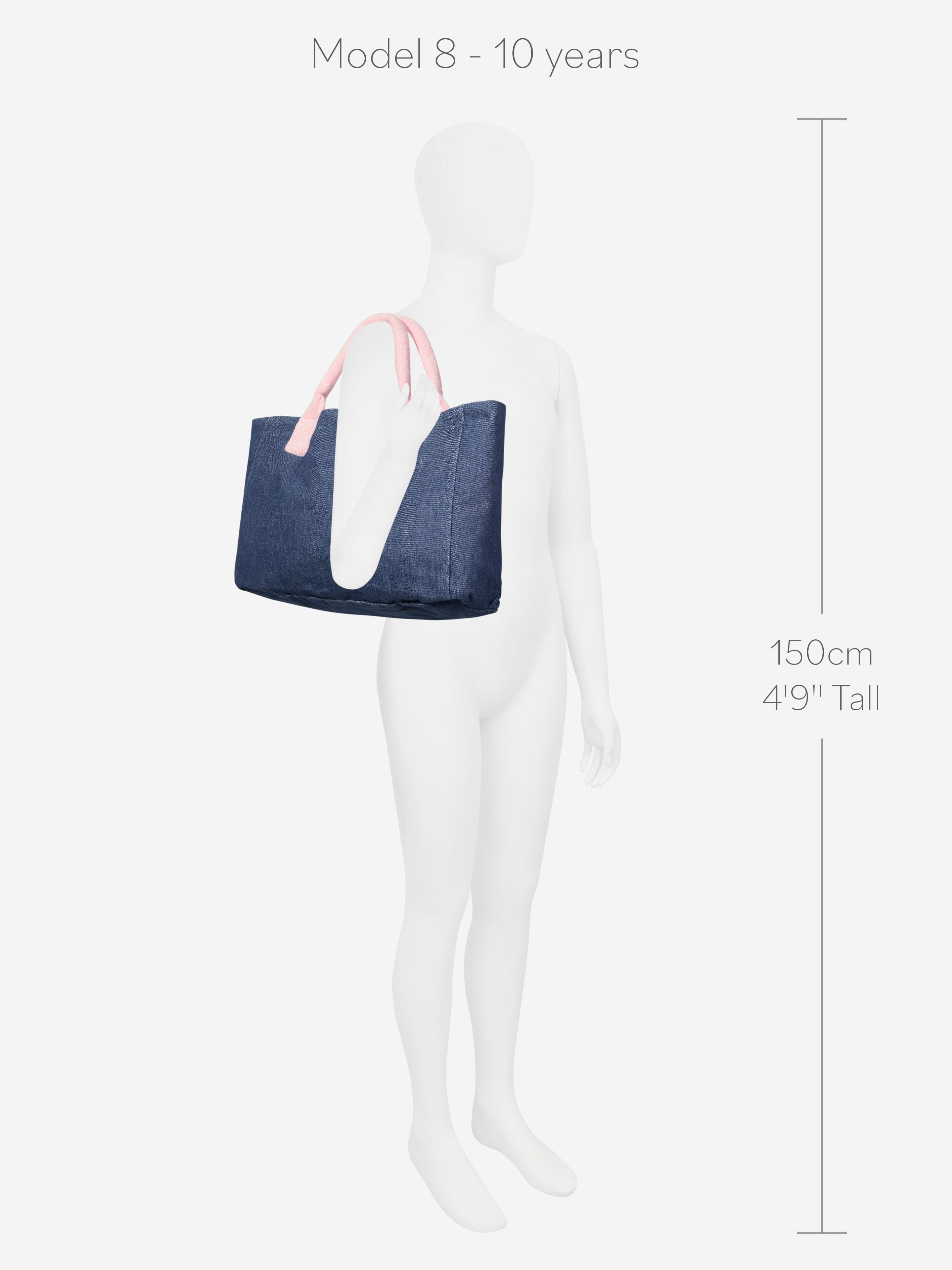 AY by AYLA Girls Denim Look Tote Bag in Blue - Stylish Crossbody Shoulder Bag for School, Travel & Everyday Use