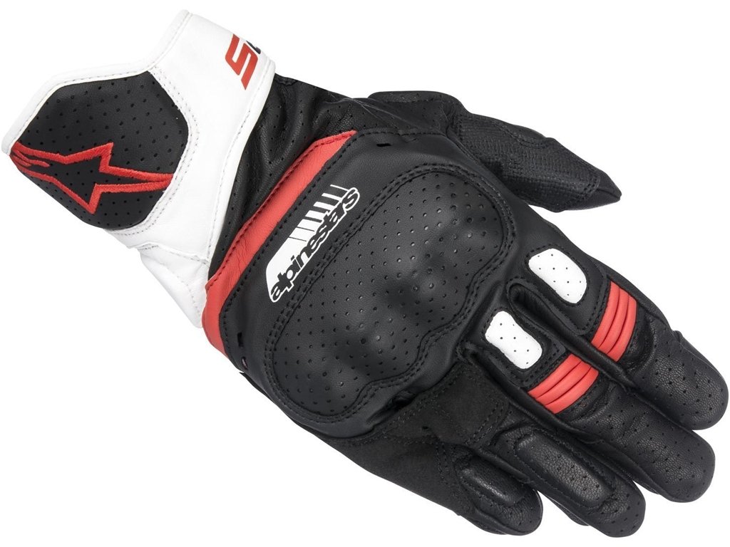 Alpinestars SP-5 Men's Street Motorcycle Gloves - Black/White/Red - Medium Size - Durable Protective Gloves for Riding, Commuting & Urban Motorcycle Adventures