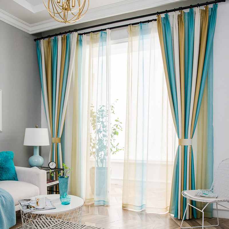 Scarlet Mediterranean Ombre Blackout Thermal Insulated Custom Curtains for Bedroom & Living Room - Energy Saving, Light Blocking, Noise Reducing Window Treatments