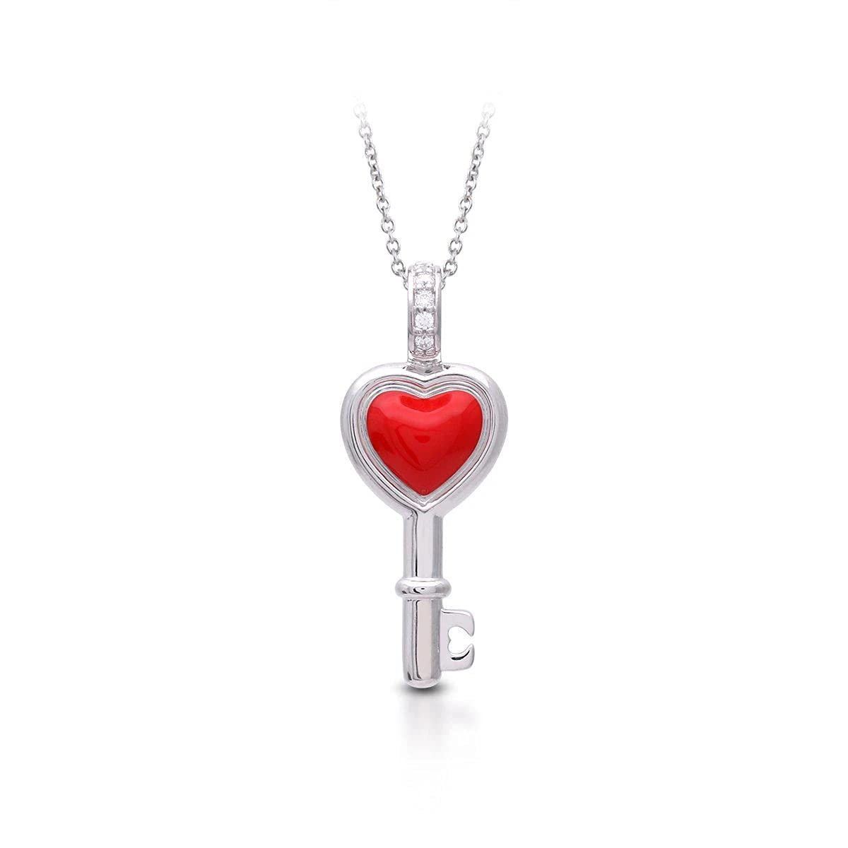 Belle Étoile Love is The Key Pendant Necklace - Romantic Red Heart Key Charm for Women | Perfect Gift for Valentine's Day, Anniversary & Special Occasions
