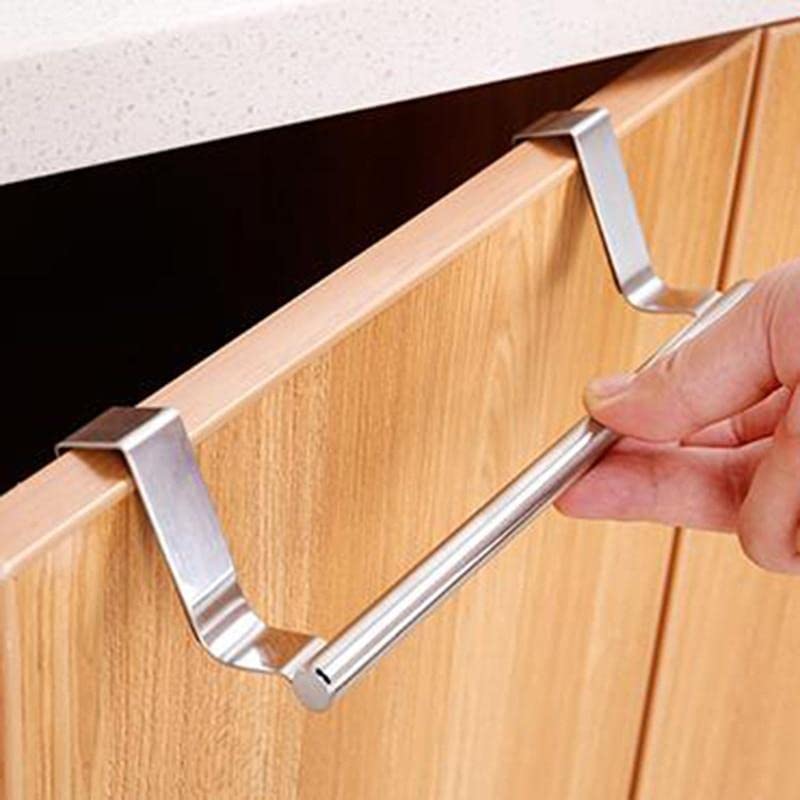 Stainless Steel Adjustable Over Cabinet Towel Bar Holder - 9 Inch Kitchen & Bathroom Organizer for Drawer Storage, Hanging Towels & Utensils - Perfect for Home, Office & RV Use