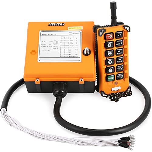 NEWTRY 10-Button Wireless Crane Remote Control Kit - 12V Industrial Hoist Controller with Transmitter & Receiver for Electric Lifts (Perfect for Construction Sites, Warehouses, and Manufacturing Facilities)