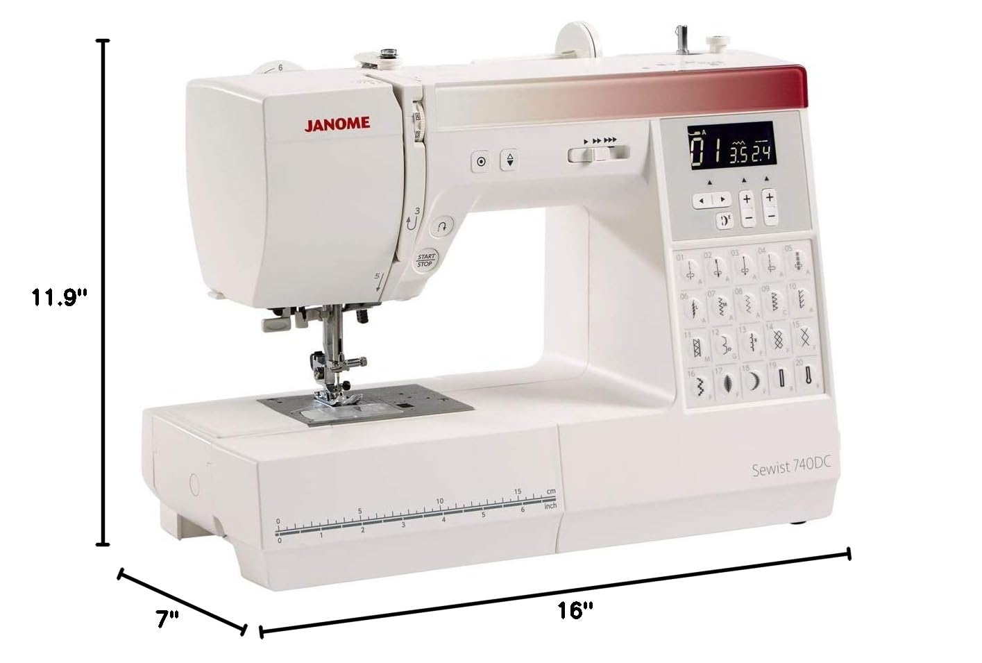 Janome 740DC Computerized Sewing Machine with 40 Built-in Stitches & Bonus Accessories Bundle - Perfect for Quilting, Dressmaking & Home DIY Projects