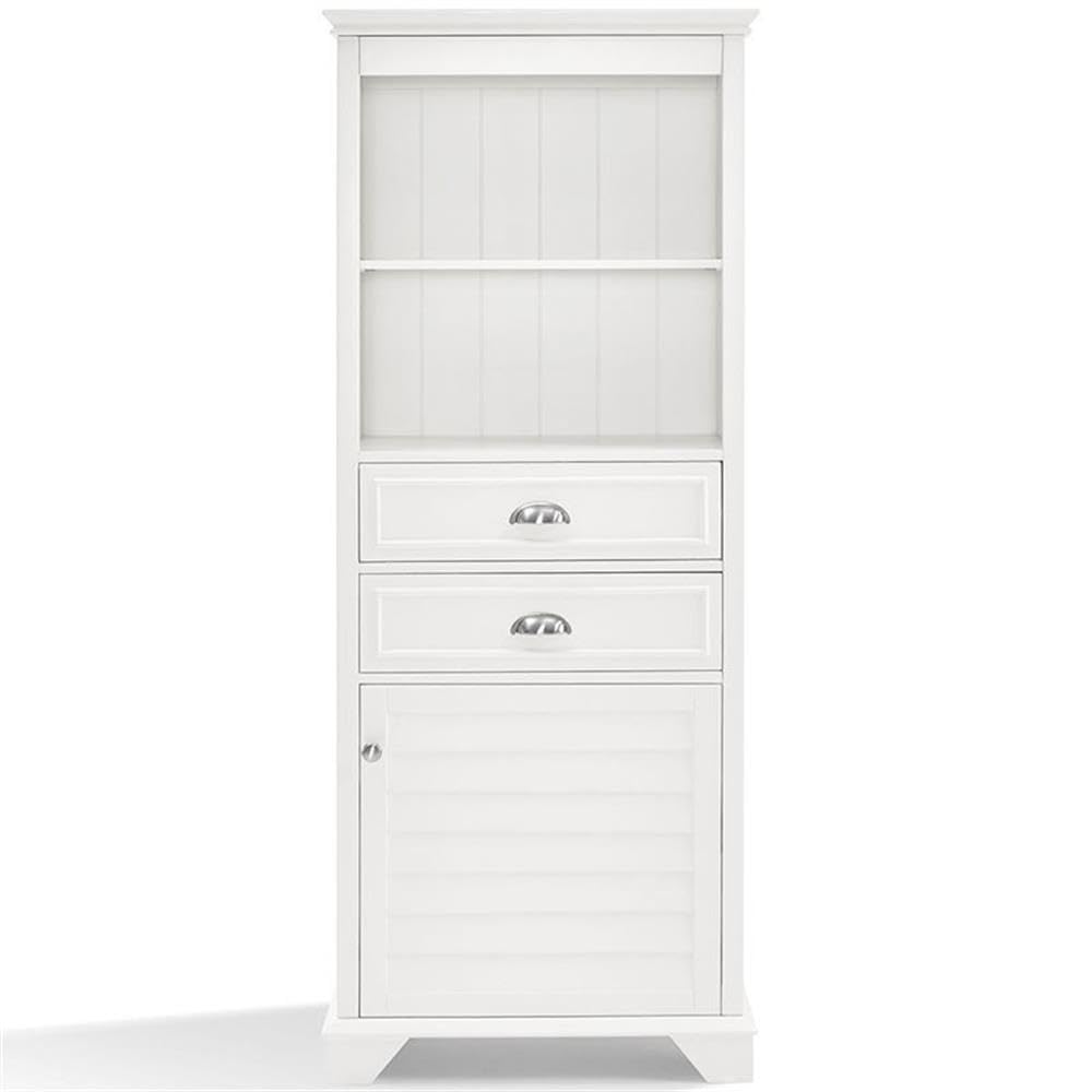 Pemberly Row White Linen Cabinet - Stylish Storage for Bedroom, Bathroom & Living Room Organization