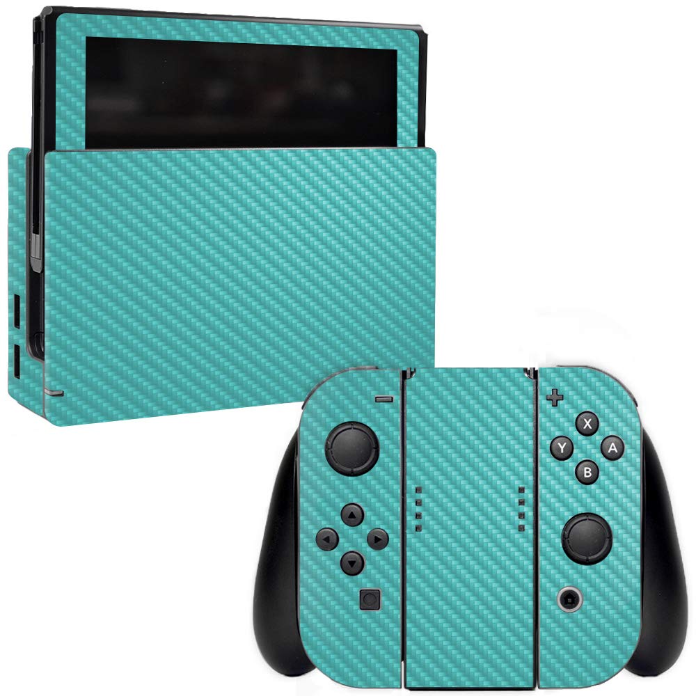 Premium Carbon Fiber Skin for Nintendo Switch - Solid Turquoise | Protective & Durable Textured Cover | Easy to Apply & Remove | Made in USA | Perfect for Gaming Protection & Customization