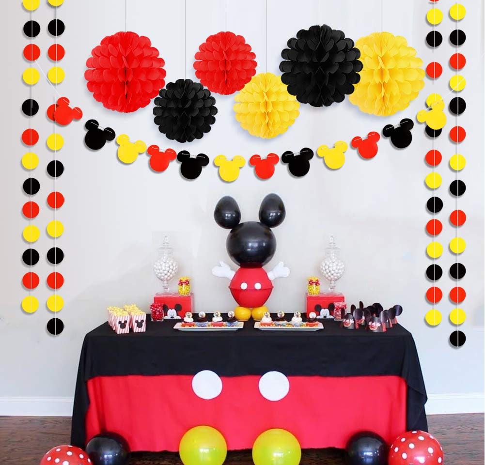 Vibrant Yellow Black Red Party Supplies - Birthday Decorations Garland for Festive Celebrations & Home Parties