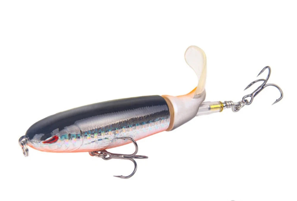Whopper Popper Fishing Lure - Soft Rotating Tail Artificial Bait for Bass, Trout & Pike - Topwater Fishing Lures for Freshwater & Saltwater