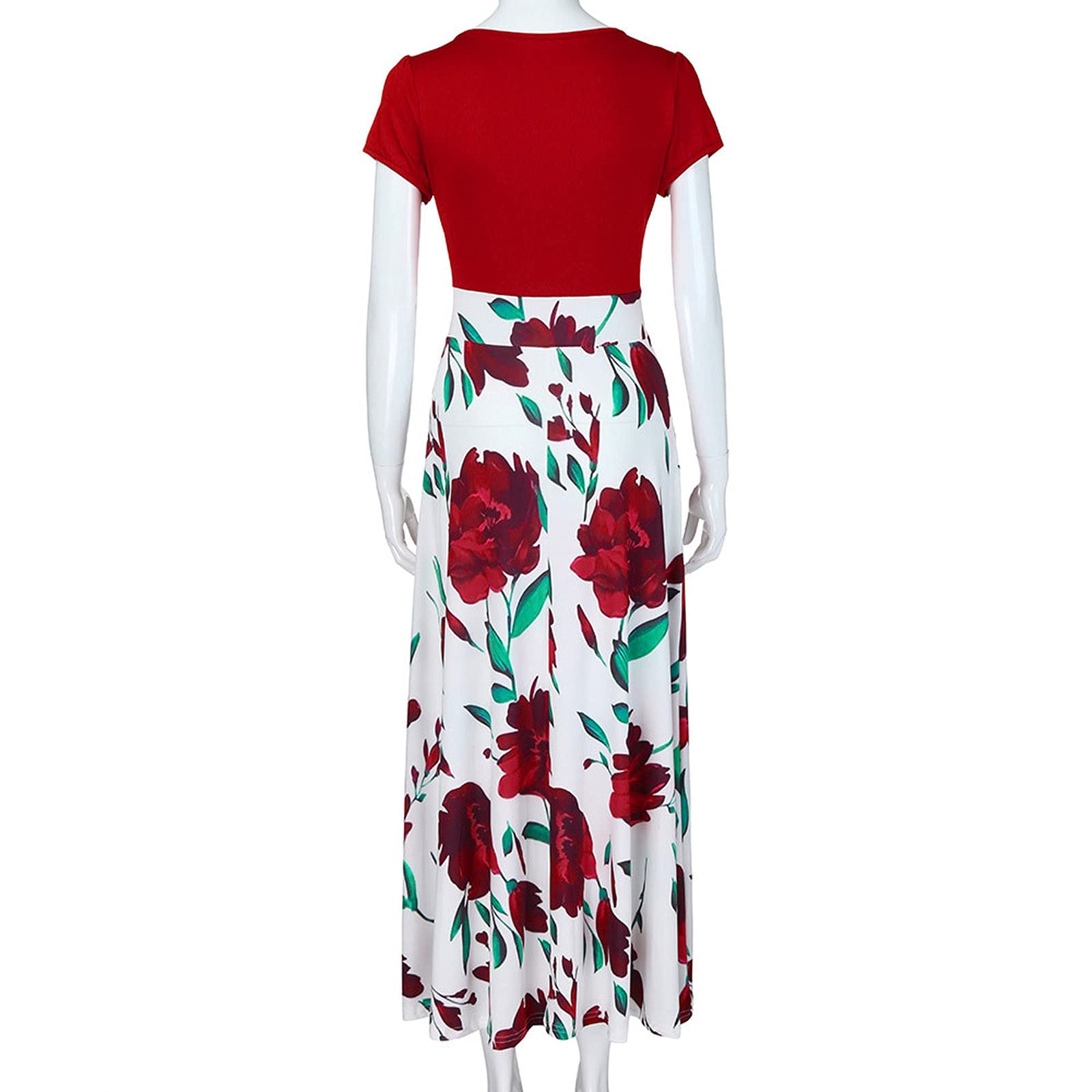2024 Women's Summer Dresses - Floral Printed Short Sleeve Formal Graduation Dress Plus Size | Perfect for Beach Vacations, Garden Parties & Special Occasions