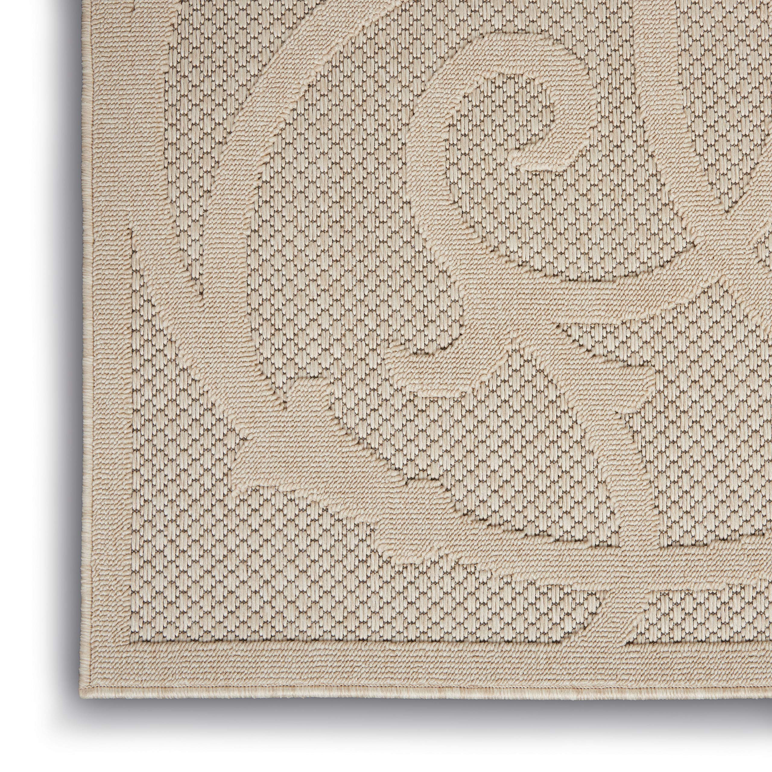 Nourison Palamos 4' x 6' Indoor/Outdoor Area Rug in Cream - Easy to Clean, Non-Shedding for Bedroom, Living Room, Dining Room - Perfect for Backyard, Deck & Patio Use