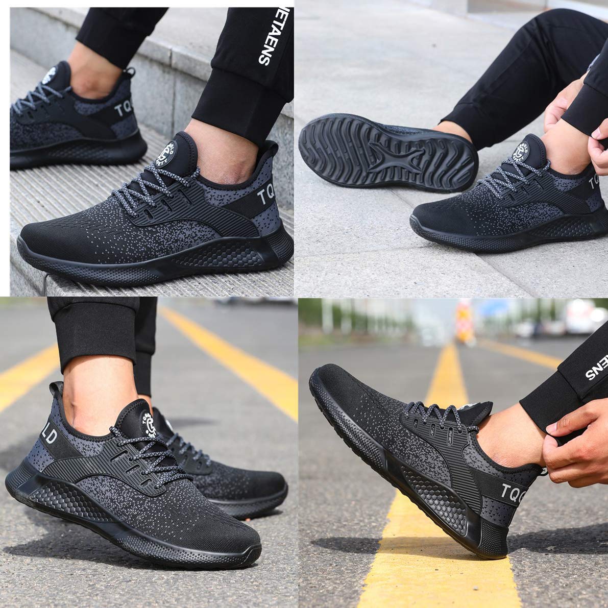 AONEGOLD Men's Steel Toe Work Shoes - Lightweight Breathable Safety Sneakers for Construction & Industrial Use - Puncture Proof Non-Slip Work Boots for Warehouse, Factory & Outdoor Jobs