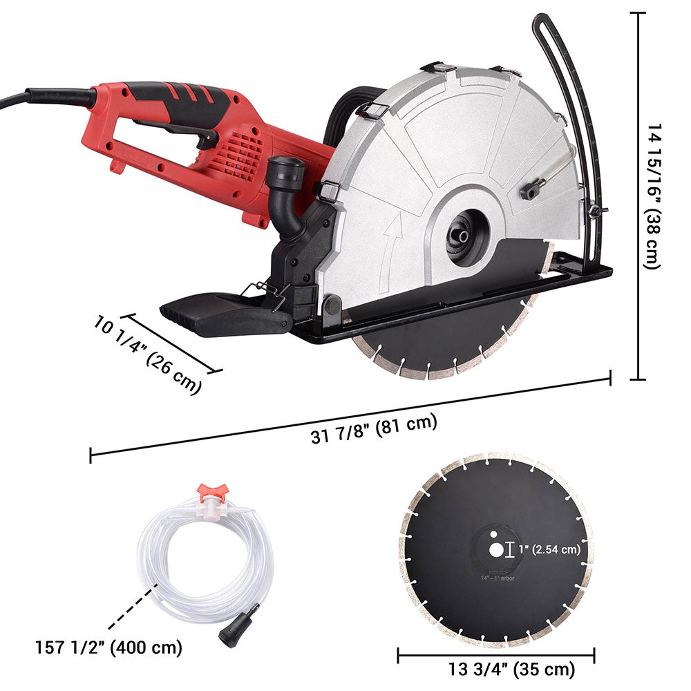 13 3/4 Inch 15A Heavy Duty Circular Saw - Professional Concrete, Tile & Cement Cutting Power Tool for Construction, Masonry & DIY Projects