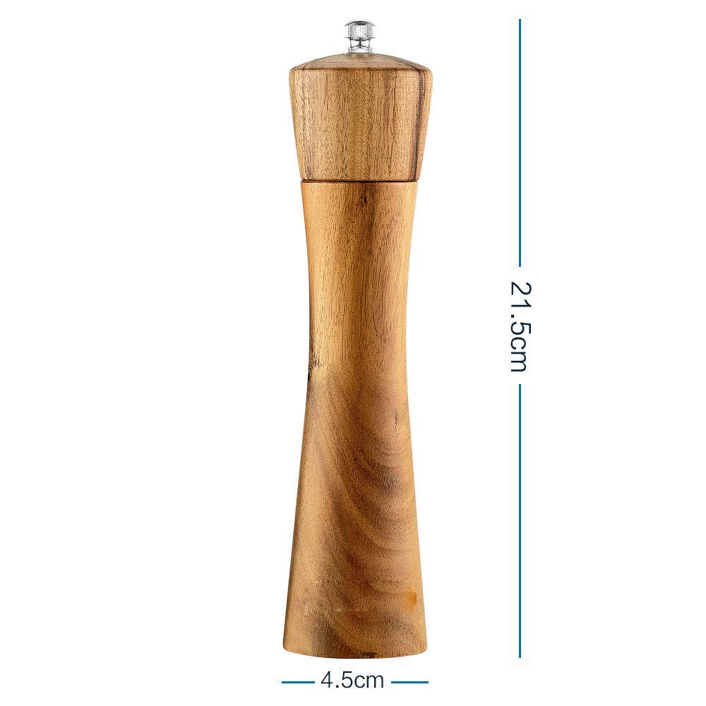 Premium Acacia Wood Salt and Pepper Grinder Set - Adjustable Manual Mill with Ceramic Core - 8 Inch Kitchen Essential for Home, Restaurants, BBQ, Picnics & Dinner Parties - Perfect for Gourmet Cooking & Gift Giving