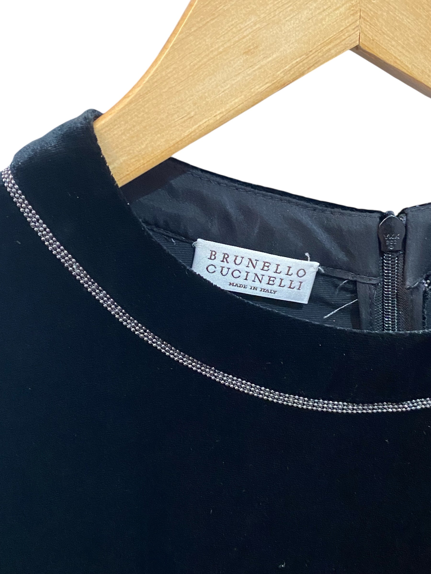 Brunello Cucinelli Black Velvet Monili Jumpsuit for Women Size M | Elegant Evening Wear for Parties & Special Occasions