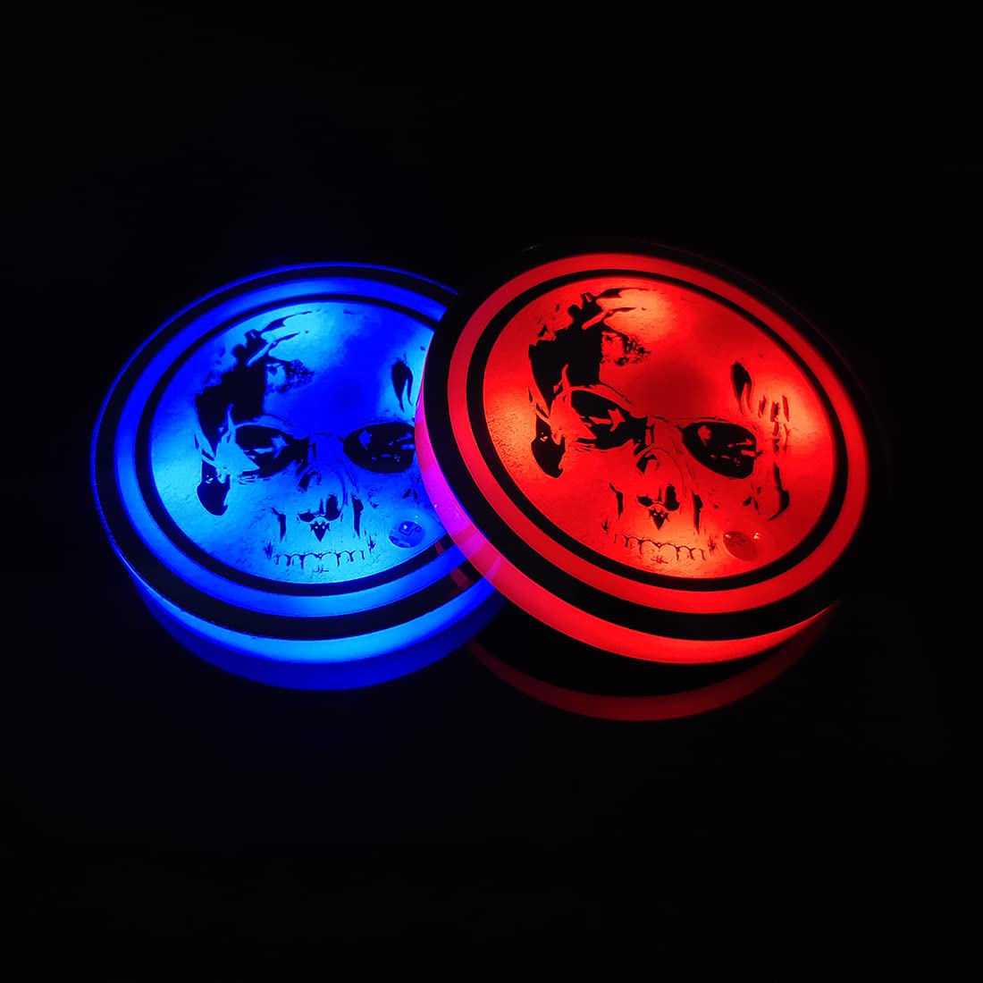 2 Pack LED Car Cup Holder Lights with 7 Color Changing Modes - USB Rechargeable Glow Coasters for Vehicle Interior Decor & Ambient Lighting - Perfect for Night Driving, Parties, and Car Accessories