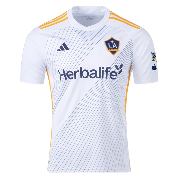 Adidas LA Galaxy Miki Yamane Home Jersey 2024-2025 with MLS & Apple TV Patches - White/Yellow/Navy Soccer Shirt - Perfect for MLS Games, Fan Collections & Soccer Enthusiasts