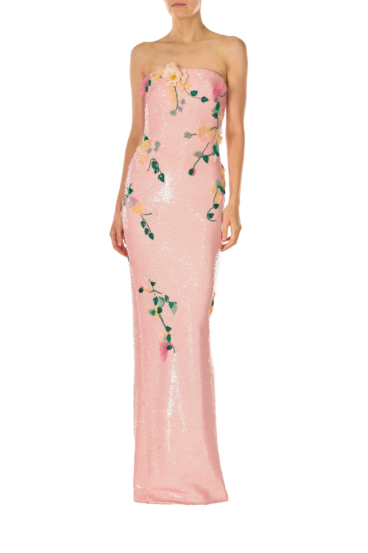 Elegant Floral Sequin Column Gown for Women - Formal Evening Dress for Prom, Wedding & Special Occasions