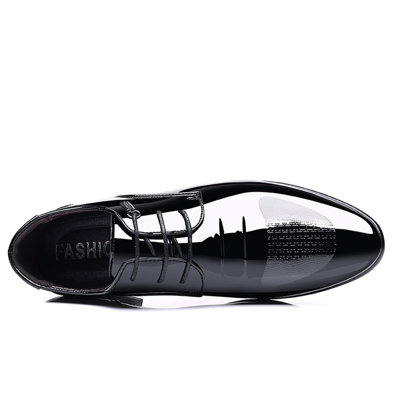IQYU Men's Leather Casual Shoes - British Style Lace-Up Low Heel Slip-On Slippers for Men (Size 38) - Solid Black Fashion Footwear for Summer & Autumn | Perfect for Office, Travel & Everyday Wear