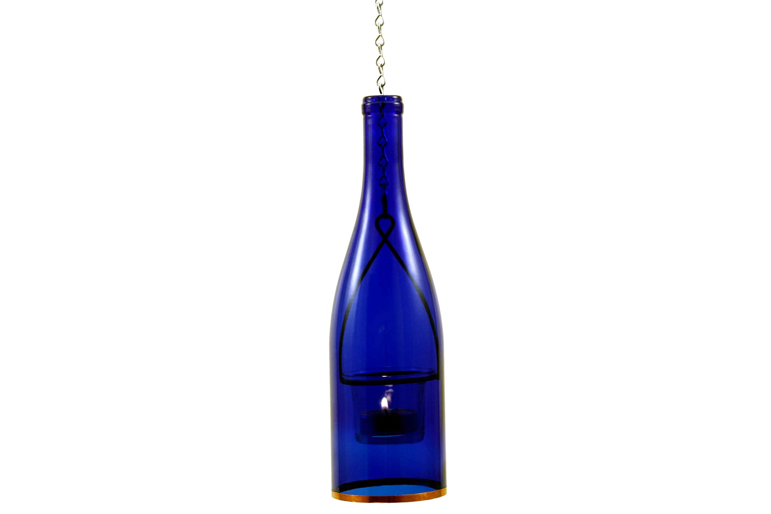 Rustic Hanging Wine Bottle Lantern Lights - Indoor/Outdoor Decorative LED Candle Holders for Wedding, Patio, Garden & Home Decor (Set of 4) - Perfect for Romantic Dinners, Backyard Parties & Cozy Ambiance