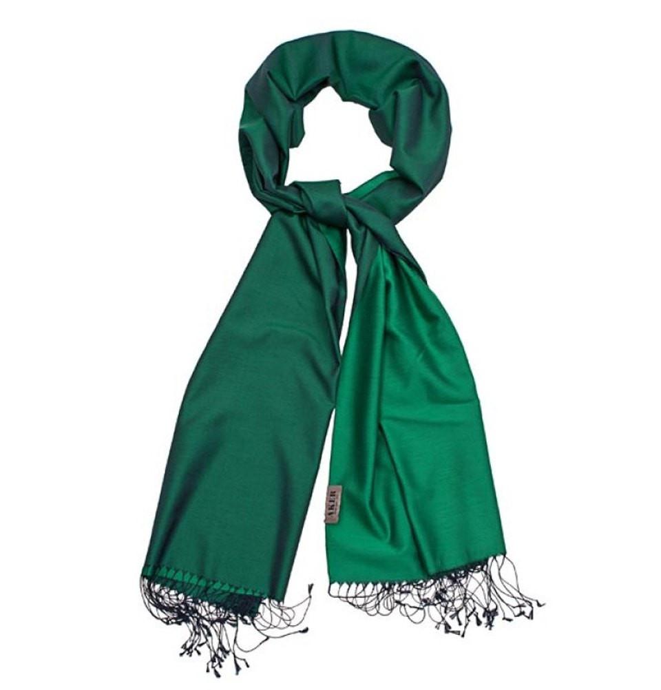 AKER Spring Summer 2015 Double Sided Silk Shawl - Elegant Green Scarf 352 | Perfect for Weddings, Parties & Evening Events
