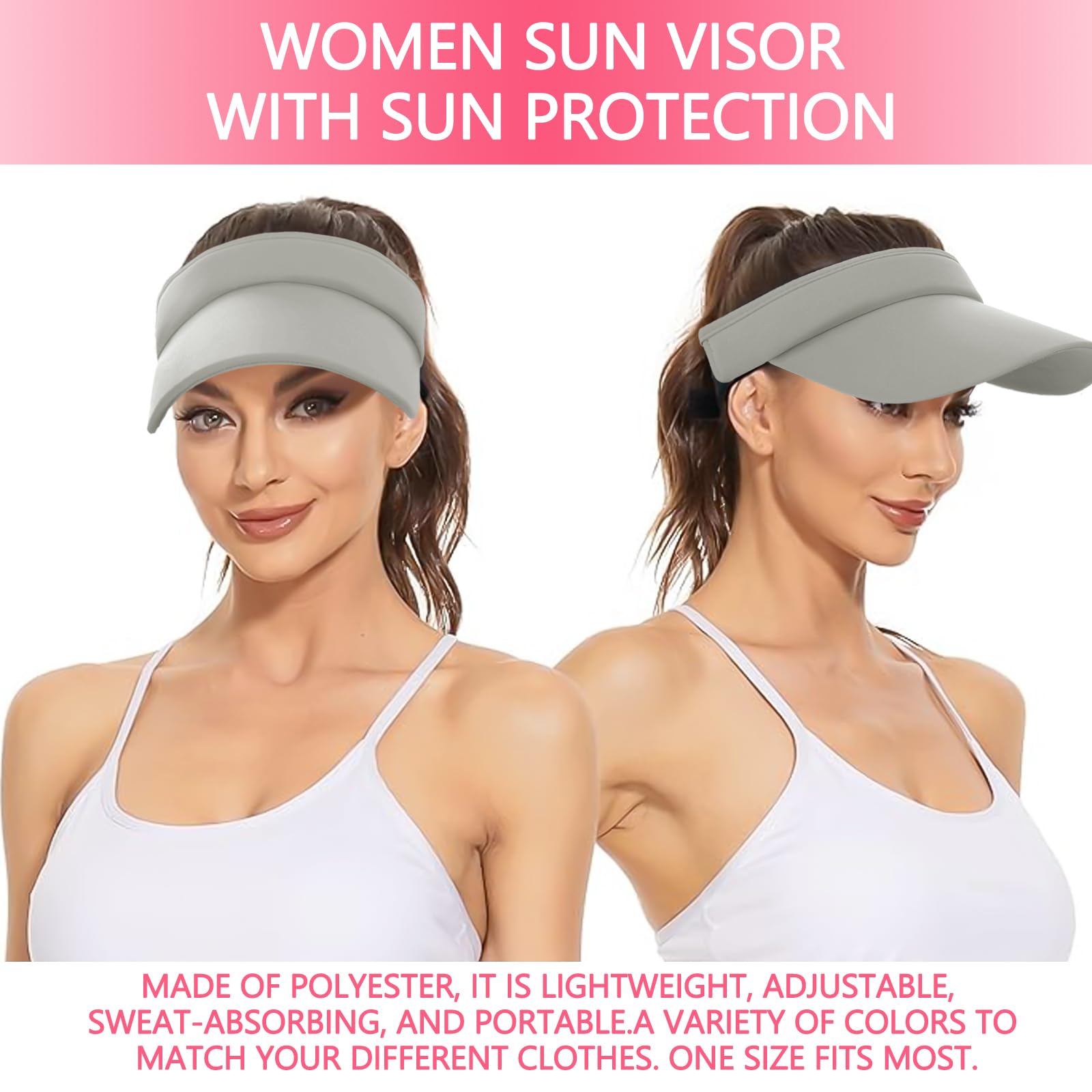 UPF 50+ Sun Protection Visor Hats for Women & Men - Adjustable Wide Brim Sports Cap for Golf, Running, Hiking & Outdoor Activities - Lightweight Breathable Sun Hat for UV Protection