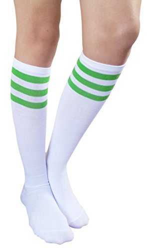 Knee High-white/Green Stripe