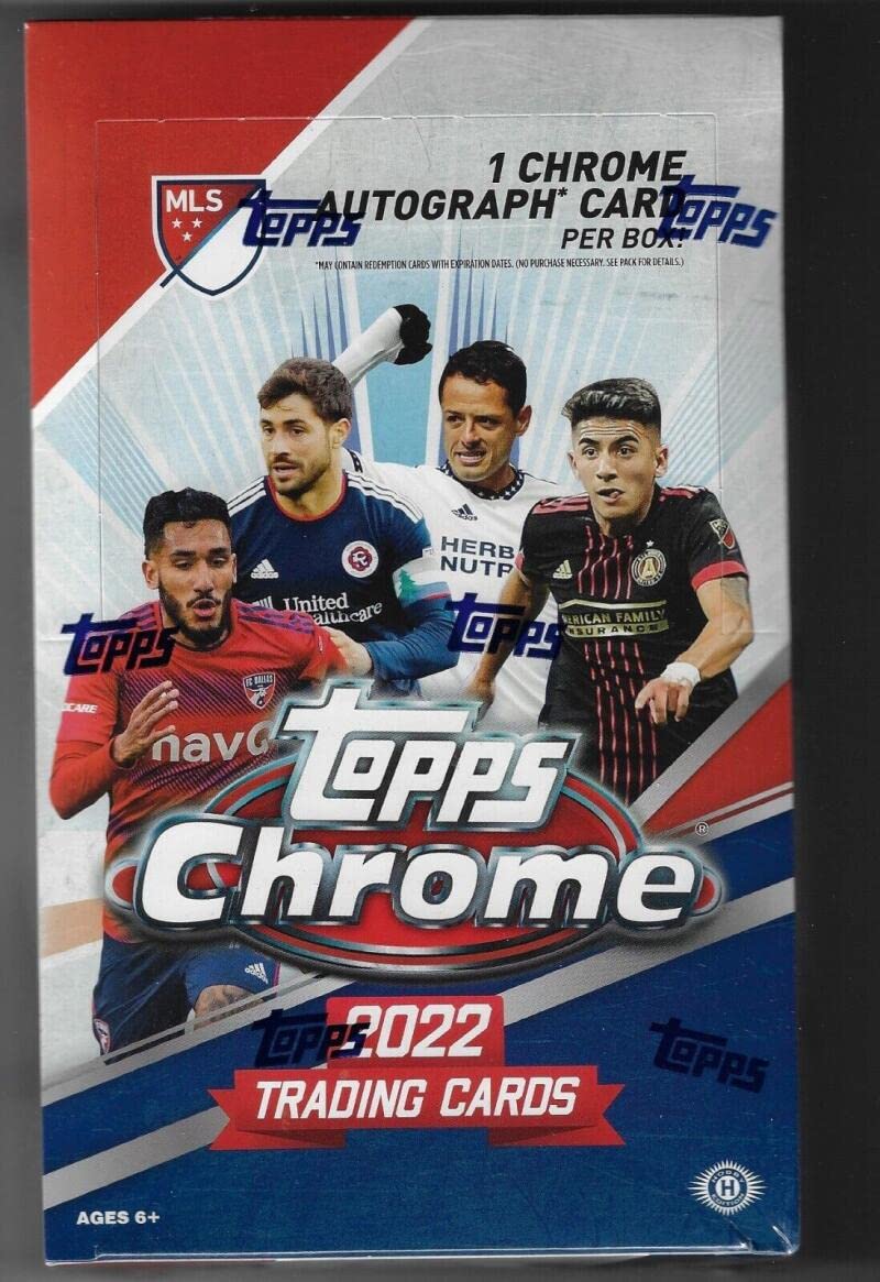2022 Topps MLS Chrome Hobby Box - 18 Packs (4 Cards Each) with 1 Guaranteed Autograph - Collectible Soccer Trading Cards for Fans & Investors - Perfect for Card Collecting, Gifts, and Sports Memorabilia Displays