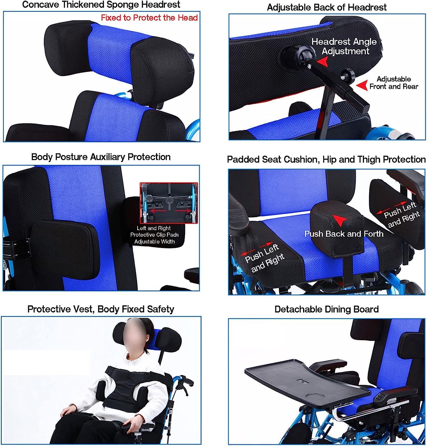 Lightweight Aluminum Alloy Fully Reclining Wheelchair for Adults & Children - High Back Support with Seat Belt & Removable Tray - Ideal for Stroke Recovery, Hemiplegia, Cerebral Palsy & Daily Mobility - Home Use & Outdoor Travel