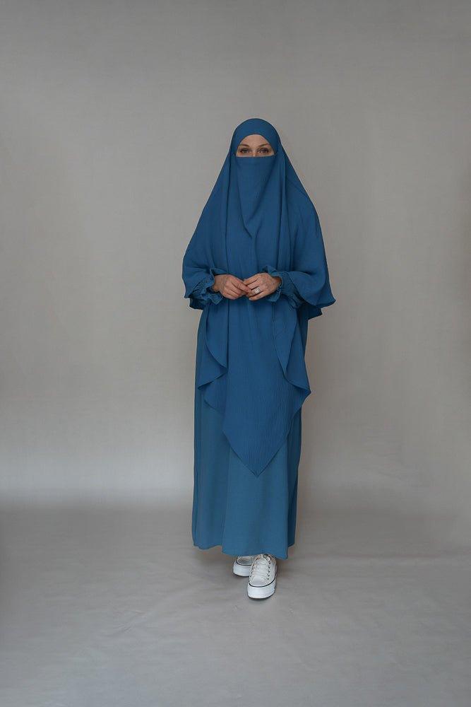 Elegant Blue A-Line Wrinkle-Free Dress with Pockets | Women's Casual & Office Wear | Perfect for Work, Parties & Everyday Outfits