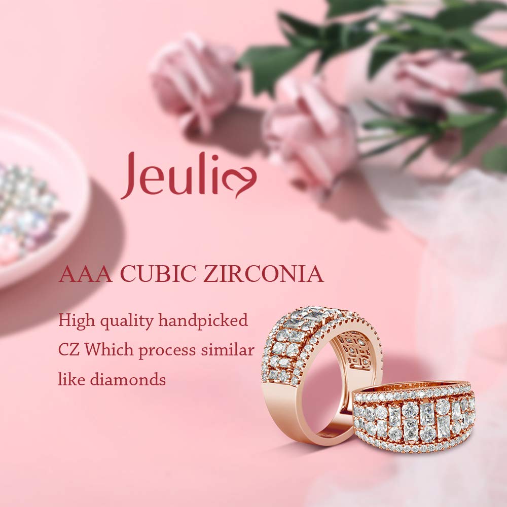 Jeulia 925 Sterling Silver Women's Diamond Band Ring - CZ Wedding, Engagement, Anniversary, Promise Ring Set for Bridal Jewelry | Perfect for Proposals, Bridal Parties, and Special Occasions