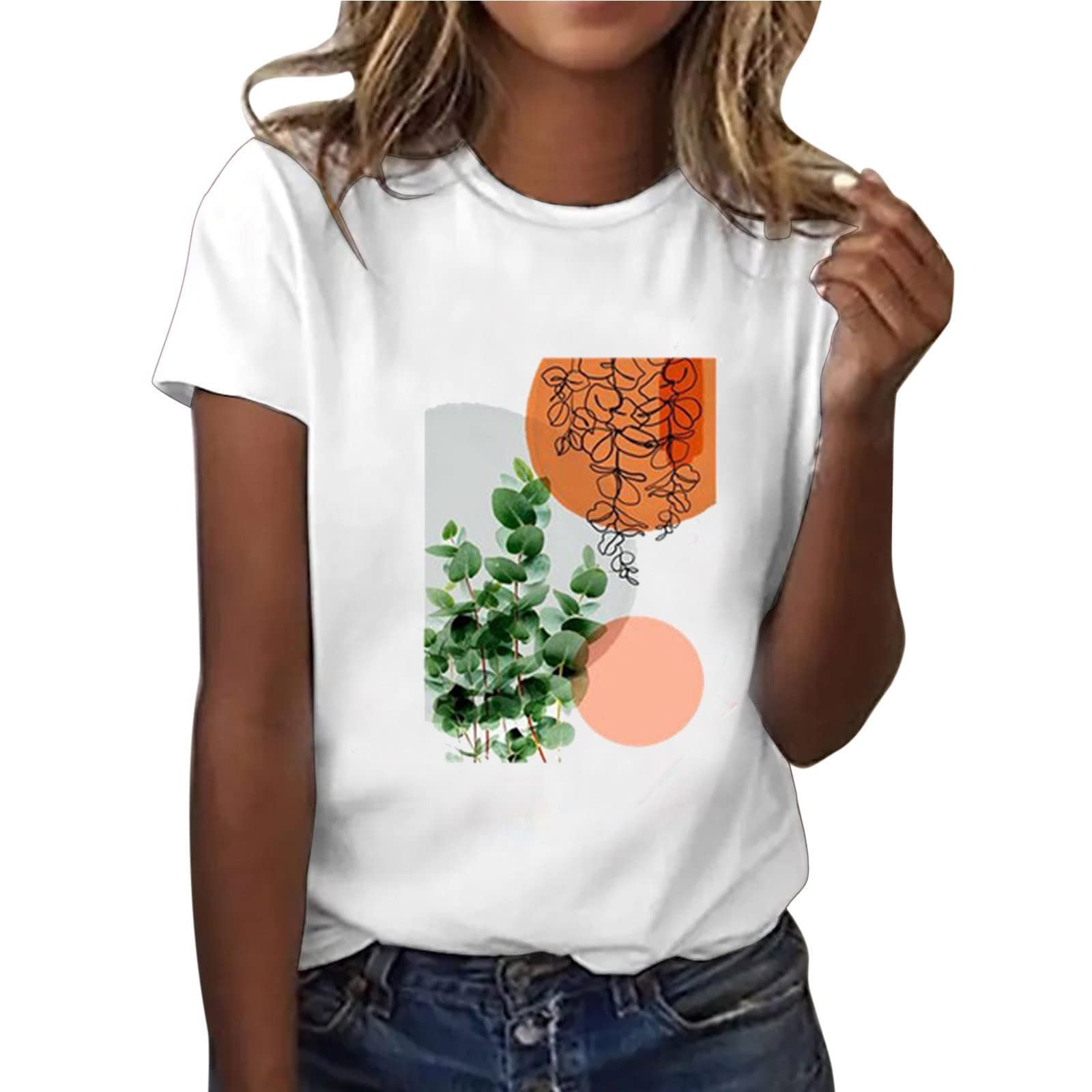Women's Summer Short Sleeve Shirts - Loose Casual Comfortable Tees, Solid Color Blouse, Trendy Cute Oversized Tops for Everyday Wear, Beach Outings & Summer Vacations