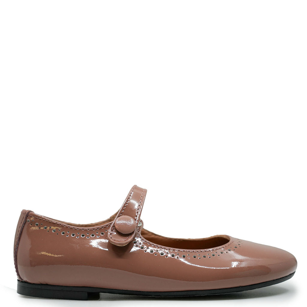 Papanatas Burnt Rose Patent Mary Jane Shoes - Elegant Women's Low Heel Pumps for Work, Party & Special Occasions