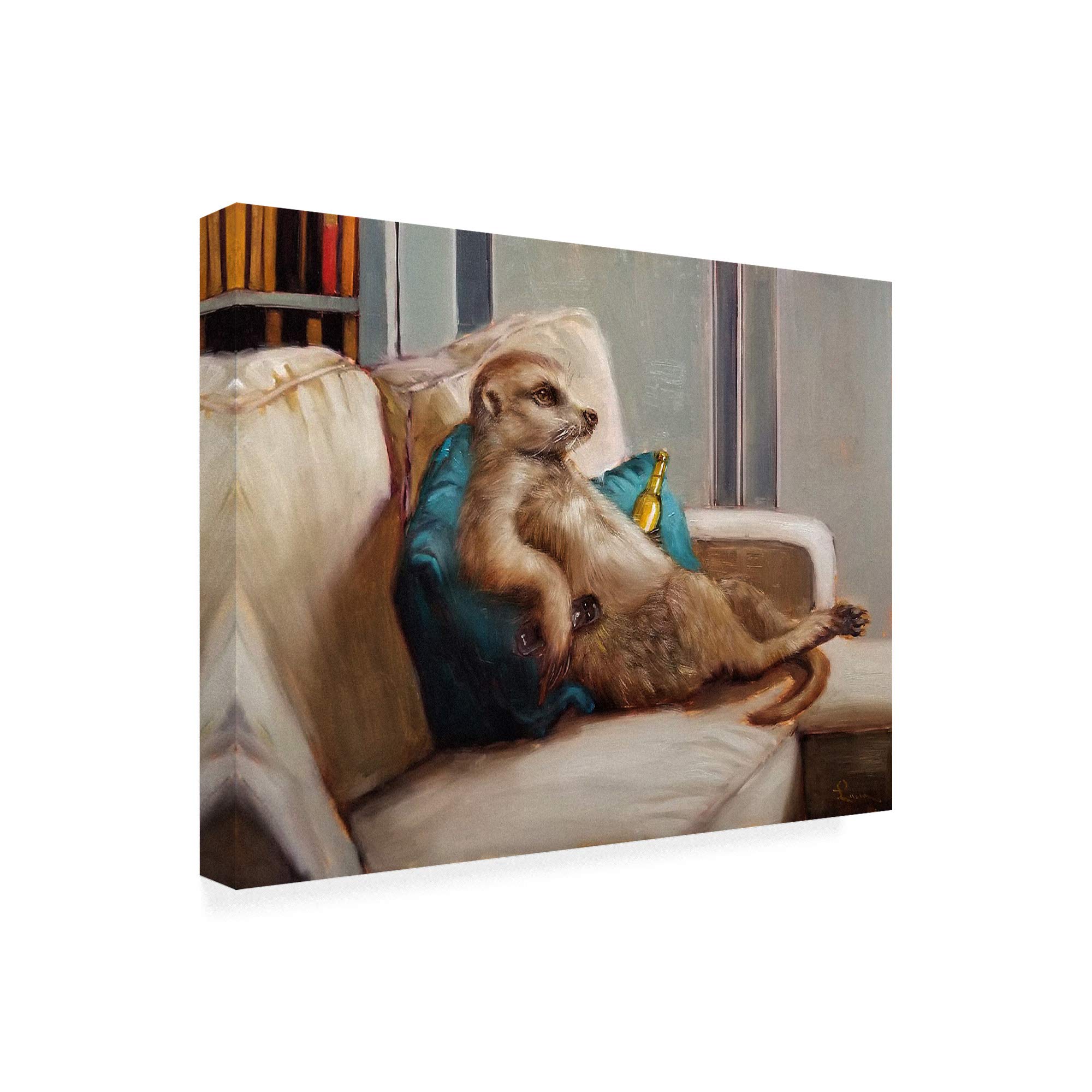 Trademark Fine Art 14x19 Couch Potato by Lucia Heffernan - Funny Dog Wall Art for Living Room Decor & Gifts